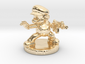 Mario Bros survivor 1/60 miniature for games rpg in 14k Gold Plated Brass