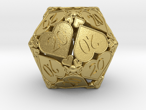 D20 Custom - Hearts (All 20s) in Natural Brass