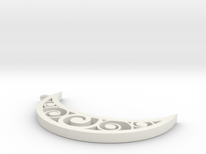 Swirl Moon Pendent in White Natural Versatile Plastic: Extra Small