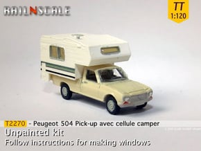 Peugeot 504 Pick-up avec cellule camper (TT 1:120) in Smooth Fine Detail Plastic