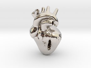 Damaged Heart in Rhodium Plated Brass