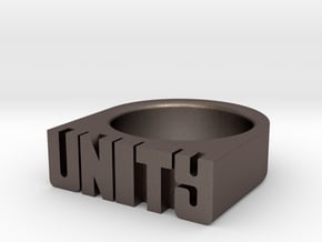 15.7mm Replica Rick James 'Unity' Ring in Polished Bronzed-Silver Steel