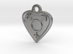 Transgender Heart in Natural Silver