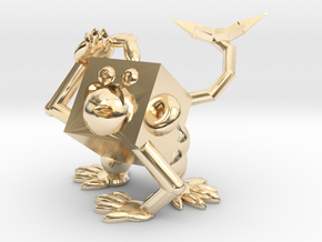 Monkey #3DblockZoo in 14k Gold Plated Brass