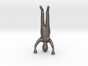 Headstand Man in Polished Bronzed-Silver Steel