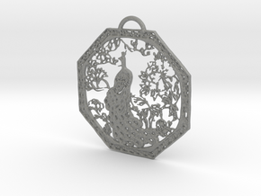 Chinese Peacock Pendant in Gray PA12: Extra Large