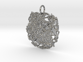 Japanese Filigree Lion Pendant in Natural Silver: Medium