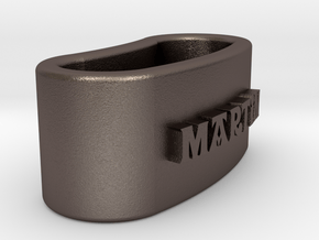 MARTIN 3D Napkin Ring with lauburu in Polished Bronzed-Silver Steel
