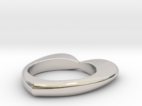 Heart ring (custom text) - 17 1/4 EUR - 7 US in Rhodium Plated Brass