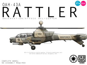 OAH-43A Rattler Attack Helicopter in Black Natural Versatile Plastic: 6mm