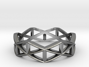 Truss Ring  in Fine Detail Polished Silver: 5 / 49