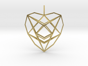 Crystalline Heart Matrix (Double Domed) in Natural Brass