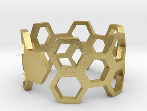 HoneyComb Ring in Natural Brass