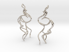 Indus peacock earring pair  in Rhodium Plated Brass