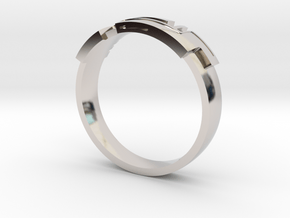 Digital Ring Male in Rhodium Plated Brass