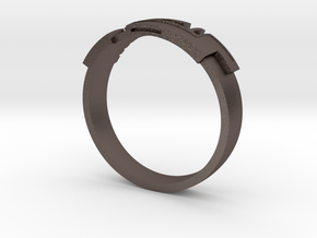 Digital Ring Male in Polished Bronzed-Silver Steel