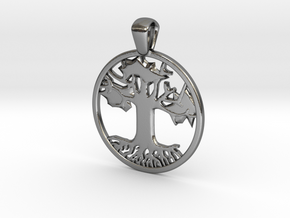 Tree of Life/Hope Pendant (.08 inches Thick) in Polished Silver
