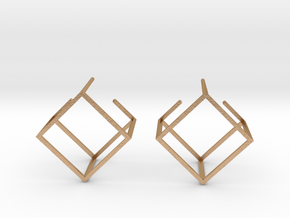 Cube earring in Natural Bronze