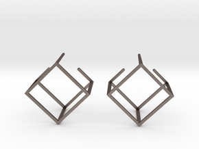 Cube earring in Polished Bronzed-Silver Steel