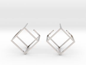 Cube earring in Rhodium Plated Brass