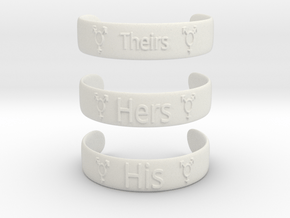 Her His Theirs Bracklets 9.5 inch in White Natural Versatile Plastic: Medium