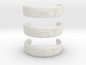 Her His Theirs Bracklets 9.5 inch in White Natural Versatile Plastic: Large