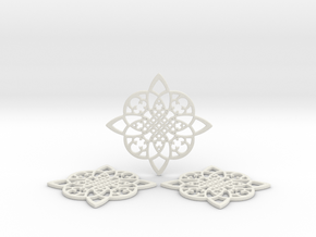 3 Fractal Coasters in White Natural Versatile Plastic