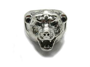 Bear Ring  in Natural Silver: 6 / 51.5