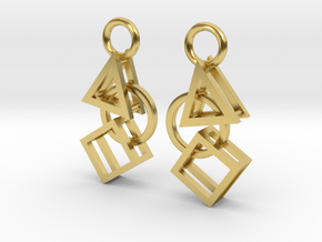Bauhaus Earrings in Polished Brass (Interlocking Parts)