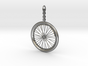 Bicycle Wheel Pendant in Natural Silver