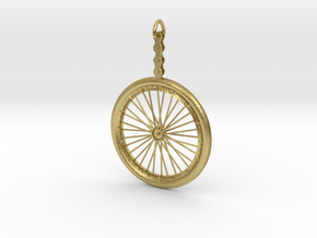 Bicycle Wheel Pendant in Natural Brass