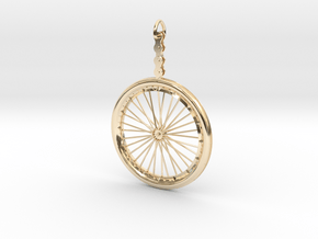 Bicycle Wheel Pendant in 14k Gold Plated Brass