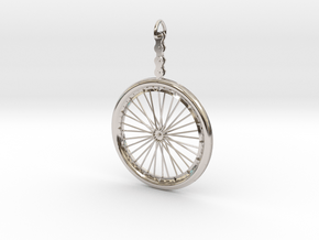 Bicycle Wheel Pendant in Platinum