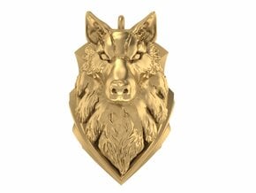 Wolf pendant in Tan Fine Detail Plastic