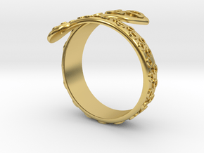 Tentacle ring in Polished Brass