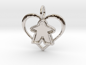 Meeple heart - precious filled in Rhodium Plated Brass