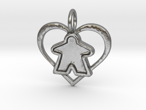 Meeple heart - precious filled in Natural Silver