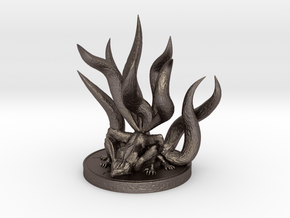 Nine-tailed Demon Fox in Polished Bronzed-Silver Steel