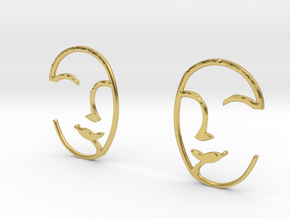 Doodle-face Ear Weights in Polished Brass