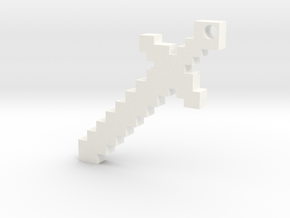 Minecraft Sword Keychain in White Processed Versatile Plastic