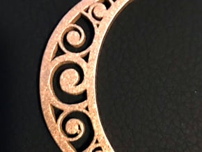 Swirl Moon Pendent in Polished Bronzed-Silver Steel: Medium