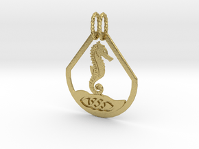 Celtic Zodiac Seahorse in Natural Brass