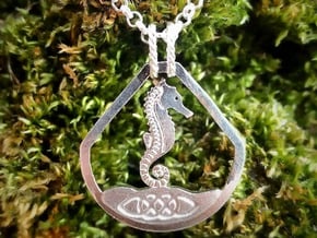Celtic Zodiac Seahorse in Natural Silver