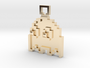 Pixel Art  - Pacman - Ghost in 14K Yellow Gold