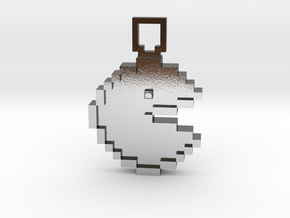 Pixel Art - Pacman  in Polished Silver