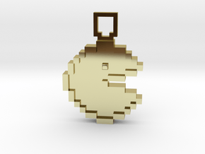 Pixel Art - Pacman  in 18k Gold Plated Brass