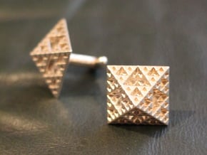 Pyramidal Cufflink in Tan Fine Detail Plastic