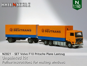 SET Volvo F10 6x2 Pritsche Plane mit Anhänger (N) in Tan Fine Detail Plastic