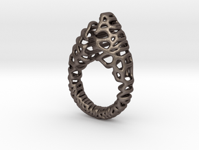 Cell Ring in Polished Bronzed-Silver Steel