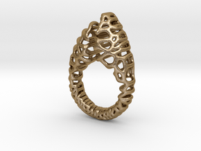 Cell Ring in Polished Gold Steel